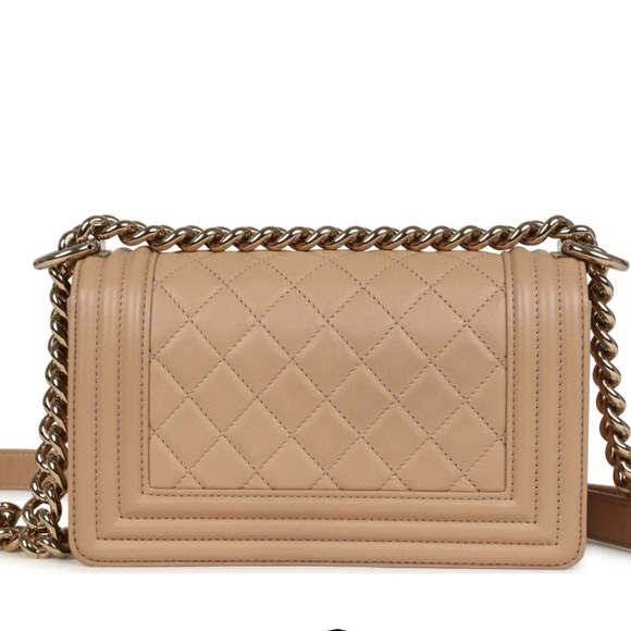 chanel boy small beige with shiny light gold hardware - Picture 5 of 14